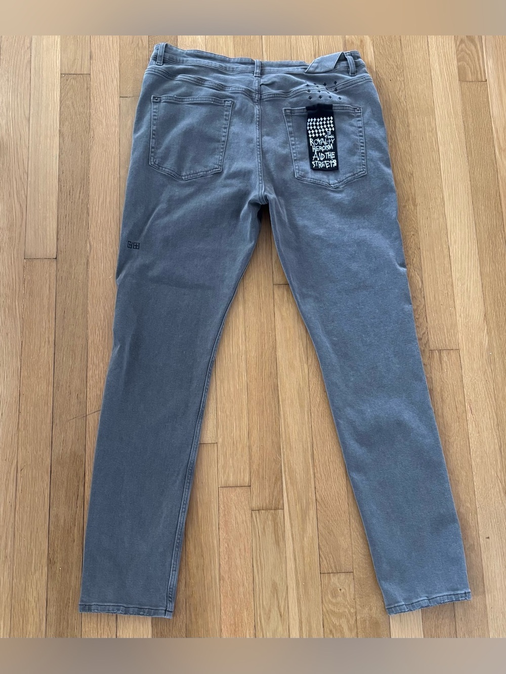 Ksubi Jeans Mens 36 Grey Washed Denim Tapered Slim Stretch Button Fly Pants